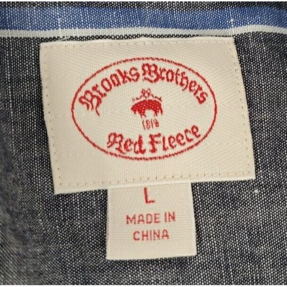 Brooks Brothers Men's Large Black w/Stripe Short Sleeve Shirt Linen Blend  NWT - Picture 10 of 11